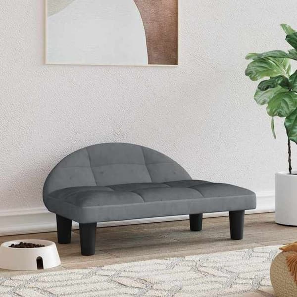 Maison Exclusive - Tummanharmaa koiran sänky 70x52x30 cm sametti mörkgrå