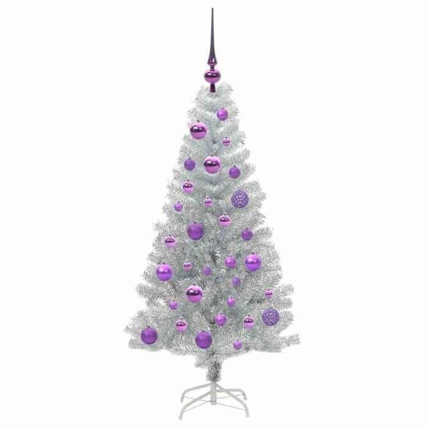 Juletræ - EKSKLUSIV HUS - 120 cm - Sølv - PVC - LED USB Pengar