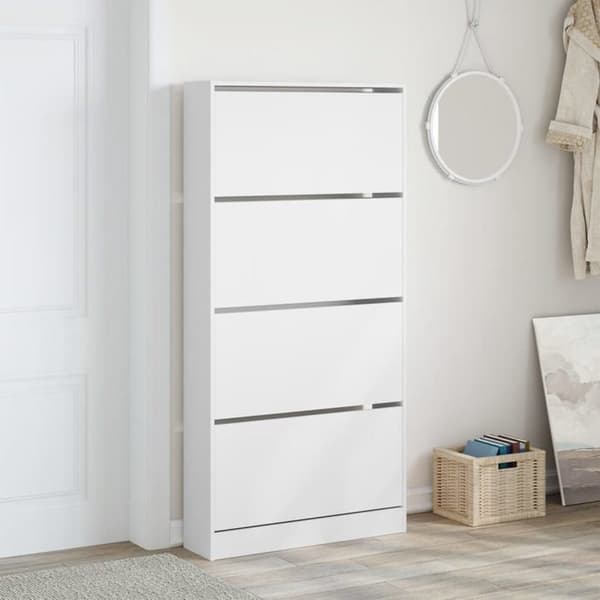 Skoark - MAISON EXCLUSIVE - 4 foldbare skuffer - Hvid - Ingeniørtræ - Pladsbesparende Vit