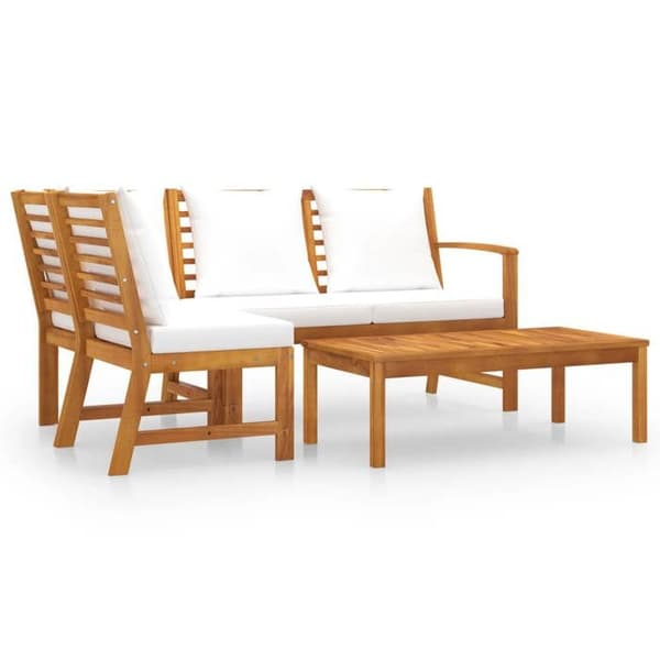 Maison Exclusive - Trädgårdsmöbler 4 delar med kuddar Creme Solid akaciaträ