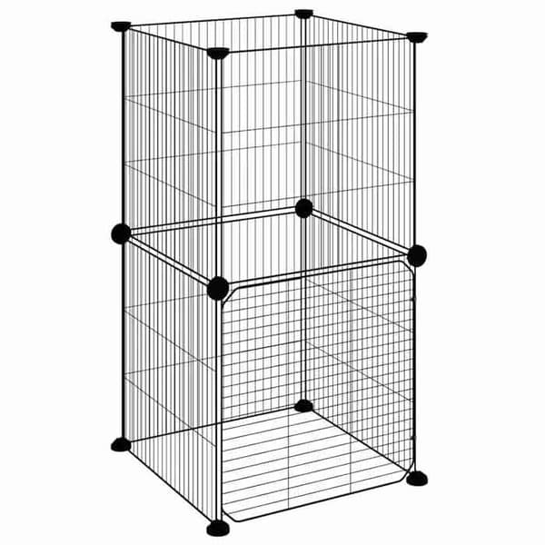 Maison Exclusive - Kæledyrbur med 8 paneler og dør Sort 35x35 cm