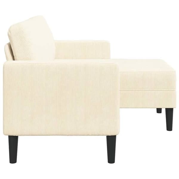 Maison Exclusive - 2-sits soffa med L-formad divan i krämfärgad lin 125 cm