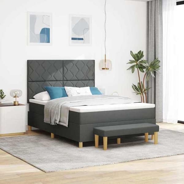 Sengestel med madras - EKSKLUSIV HUS - 200x140 cm - Mørkegrå - Medium skummadras - Lamelseng Mörkgrå