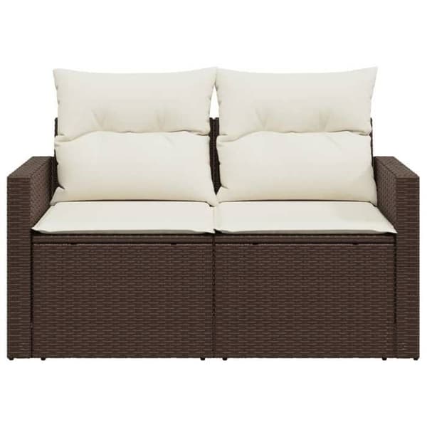 Maison Exclusive - Trädgårdssoffa med kuddar 2 platser brun flätad resin