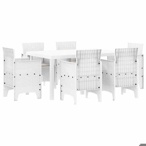 Maison Exclusive - 7 pc spisebordssæt til haven Hvid Rattan Polt Vit