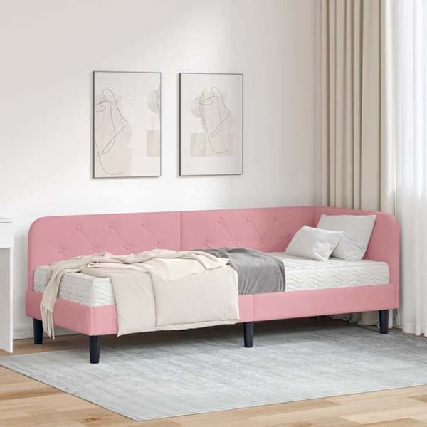 Maison Exclusive - Hörnsängram Rosa 80 x 200 cm Sammet Ros