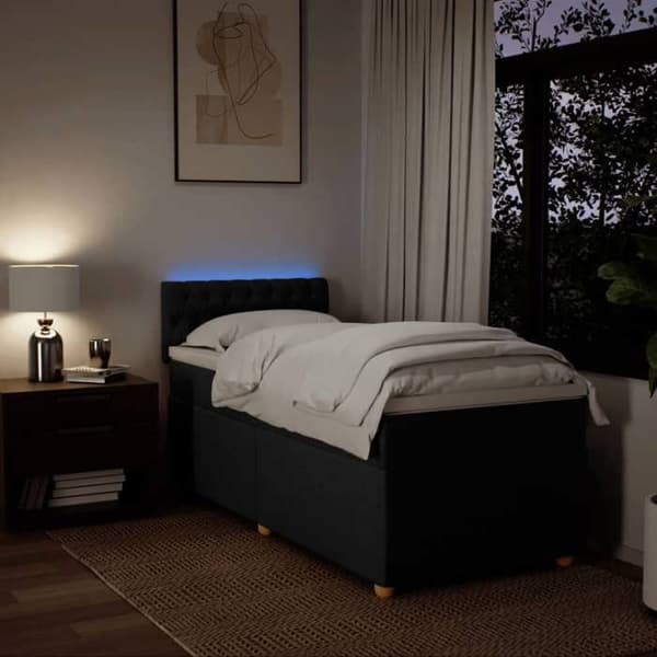 Sengestel med madras - Eksklusivt hjem - 90x200 cm - Sort - Tilpasselige LED-lys