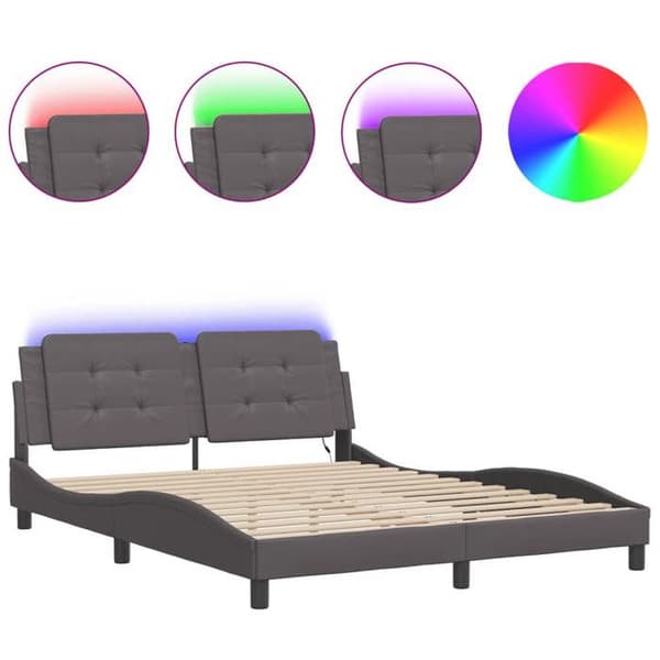 Maison Exclusive - Sengestel med LED uden madras Zadar grå 160x200 cm grå