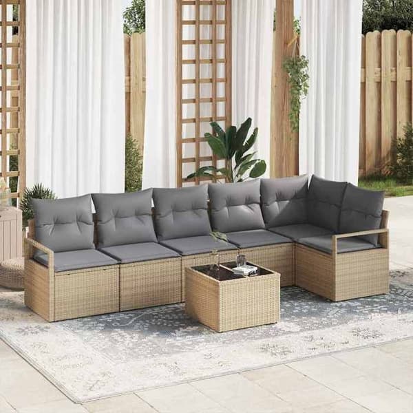 Havemøbler - MAISON EXCLUSIVE - Modulerbare sofaer - Poly Rattan - Beige - Sorte stålben Svart (stålben)