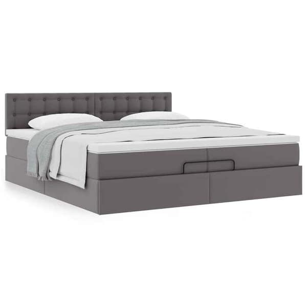 Maison Exclusive - Ottoman sengestel med grå madras 200x200 cm i kunstlæder Grå