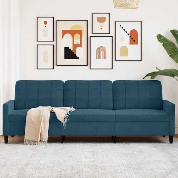 Sofa - MAISON EXCLUSIVE - 3 pladser 210 cm - Blå - Velour - Metalstruktur Blå