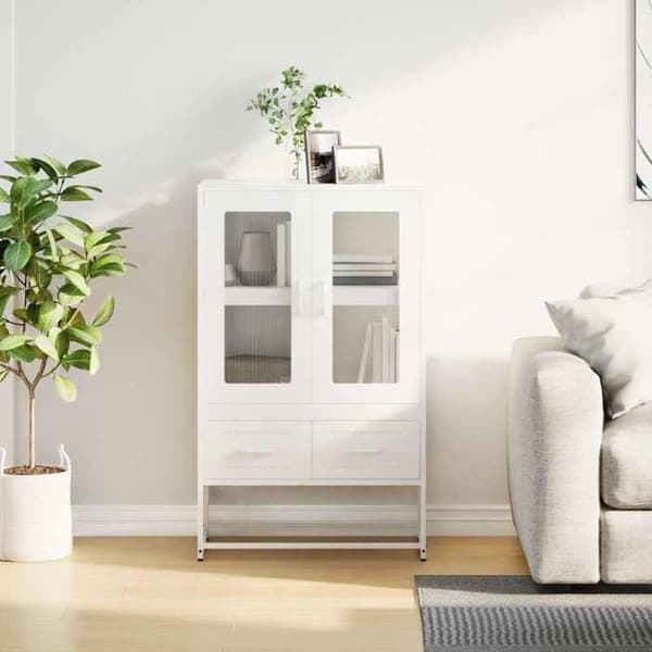 Maison Exclusive - Vit hög buffé 68x39x111,5 cm stål