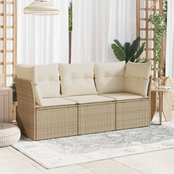 Havemøbler - EKSKLUSIVT HUS - Modulerbart - Beige flettet harpiksmateriale - 3 dele - Opbevaring under sæde beige