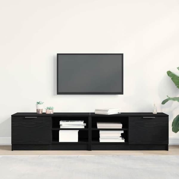 Maison Exclusive - TV-møbel 2 stk Sort eg Ingeniørtræ svart ek