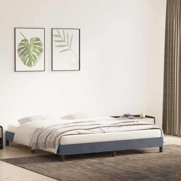 Sengestel - EKSKLUSIV HUS - 180x220 cm - Mørkegrå velour - Inkluderet lamelbund - Robuste ben mörkgrå