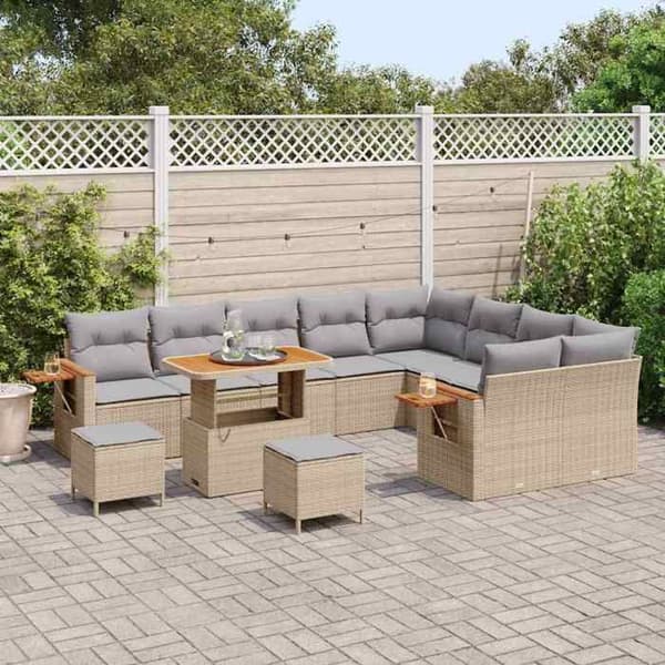 Lounge-soffor - MAISON EXCLUSIVE - 13-delars set - Modulerbar - Poly rattan & akacia - Beige