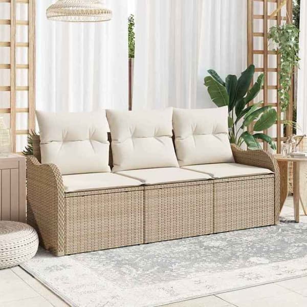 Maison Exclusive - 3 osan beige polyrottinkinen puutarhakalustesetti