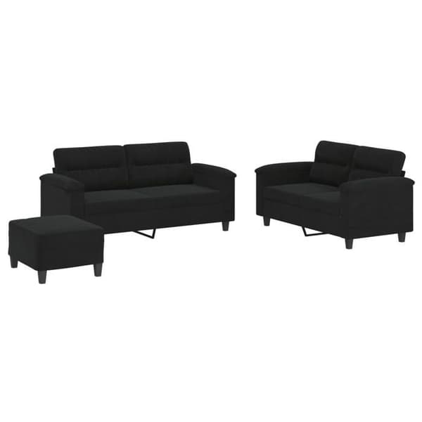 Maison Exclusive - Sæt af 3 sofaer med sorte puder i mikrofiberstof