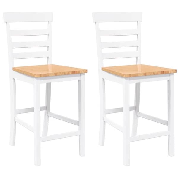 Maison Exclusive - Barstolar 2 st vit massiv gummiträ