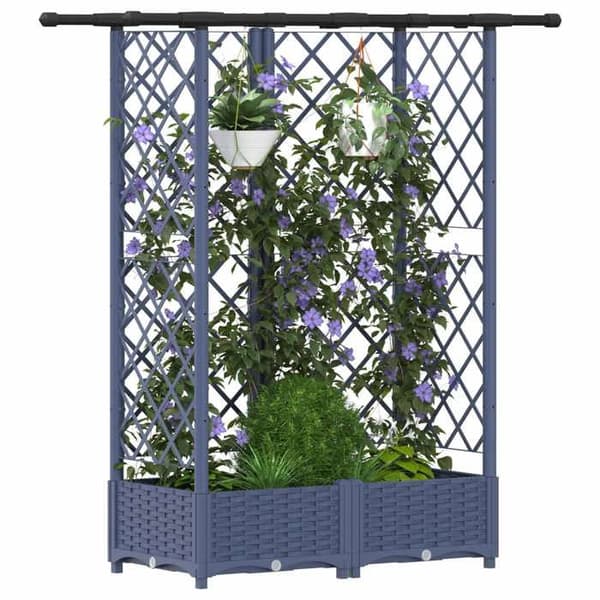 Maison Exclusive - Høj Seng med Gitter og Grå Tag 124 x 40 x 121 cm PP Grå