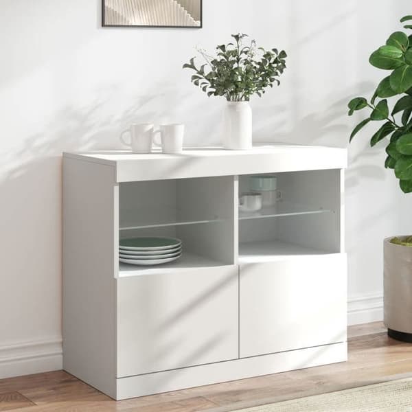 Maison Exclusive - Buffet med hvide LED-lys 81x37x67 cm