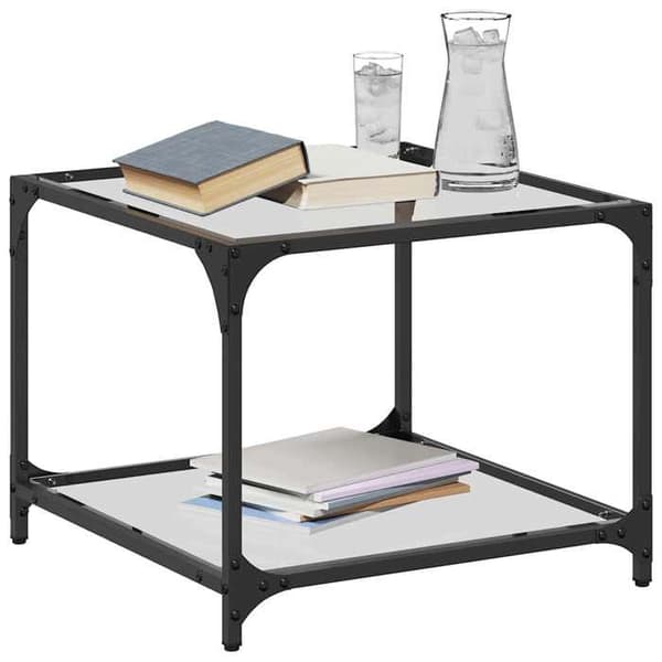Borde - EKSKLUSIV HUS - 2 stk - Transparent glasplade - Ramme i rustfrit stål - Hvid
