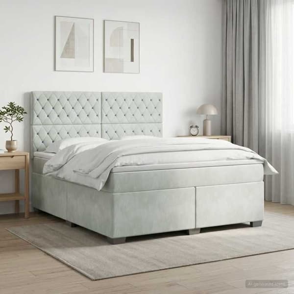 Maison Exclusive - Boxspring säng med madrass Ljusgrå 140 x 200 cm Sammet Ljusgrått