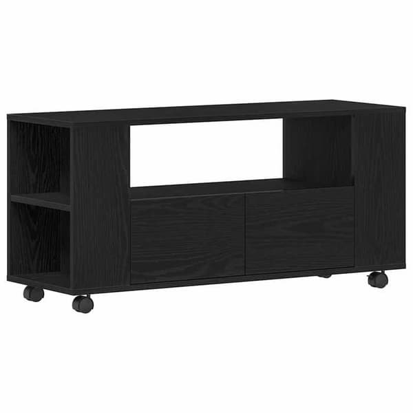 Maison Exclusive - TV-møbel med hjul, sort egetræ, ingeniørtræ svart ek
