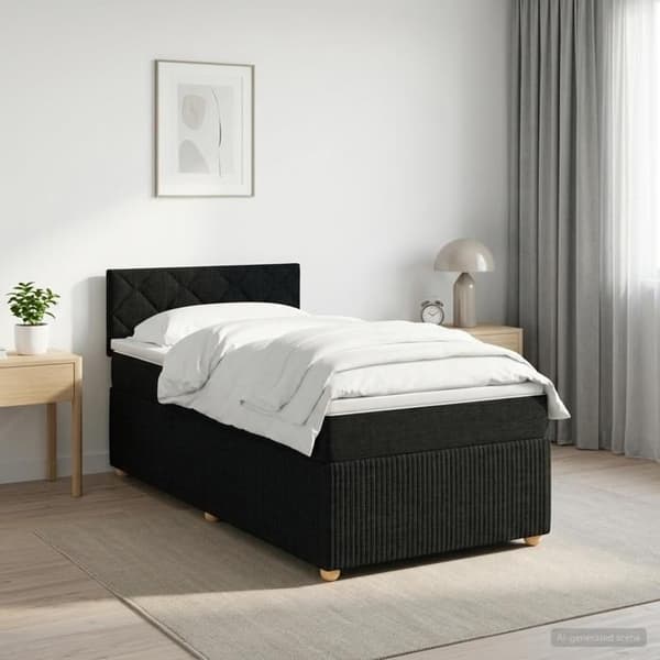 Maison Exclusive - Boxspring seng med madras Sort 100 x 200 cm Stof
