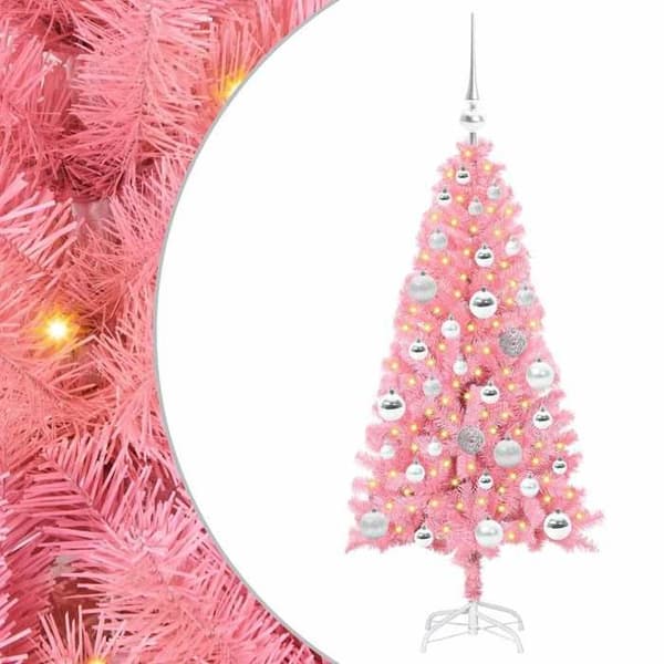 Maison Exclusive - Vaaleanpunainen joulukuusi 120 cm PVC Ros