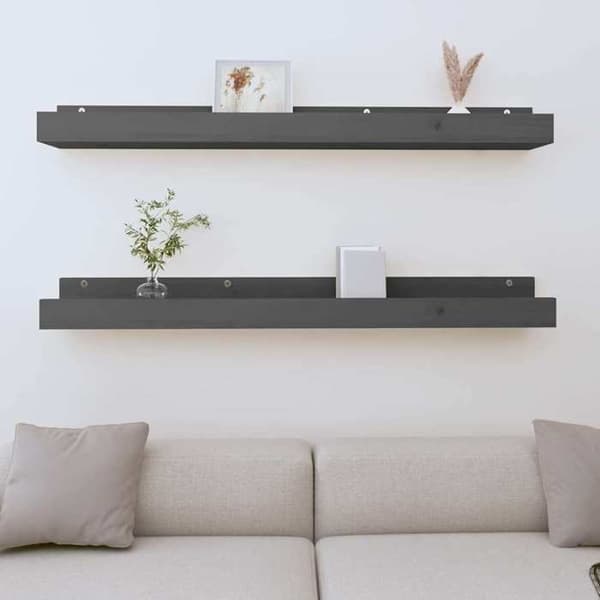 Maison Exclusive - Seinähyllyt 2 kpl Harmaa 110x12x9 cm Massiivipuu Grå
