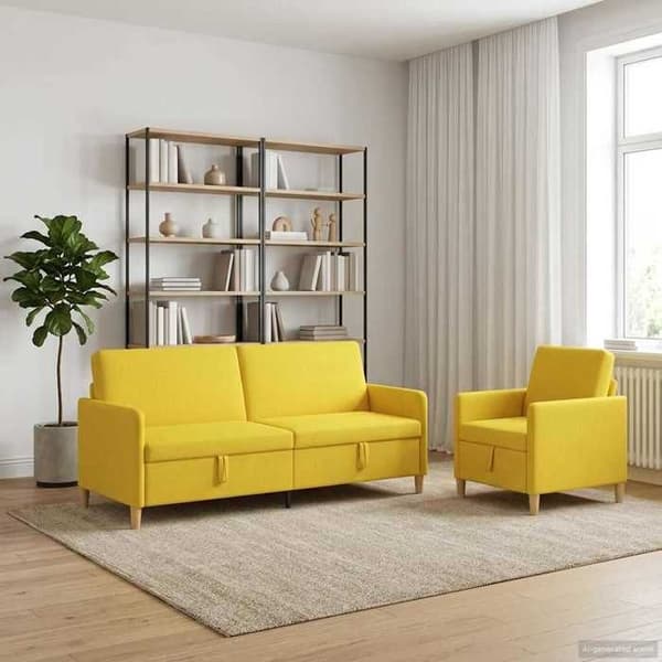 Maison Exclusive - Sofa med opbevaring 2 stk Lys gul Polyester