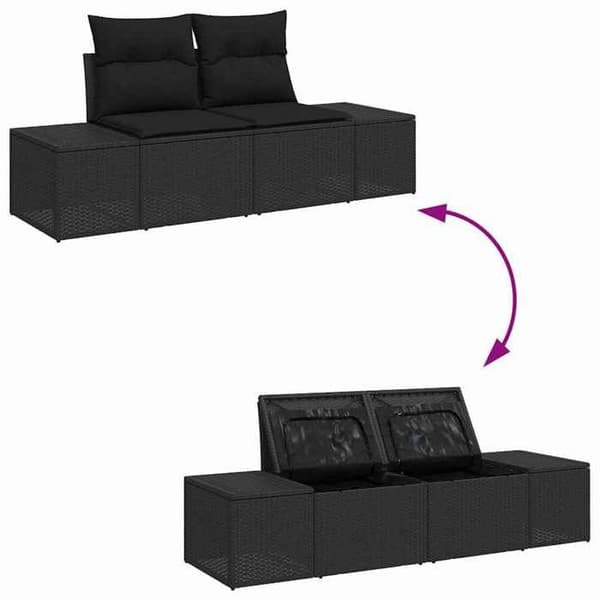 Maison Exclusive - 7 osan musta polyrottinkinen puutarhakalustesetti