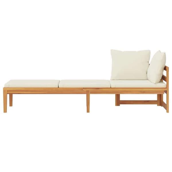 Maison Exclusive - Sengekrog med 1 armlæn Hvid creme Solid akacietræ Vit grädde