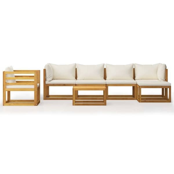 Maison Exclusive - Trädgårdsmöbler 7 delar med kuddar Creme Solid akaciaträ