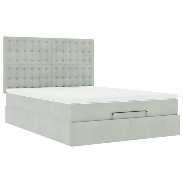 Maison Exclusive - Sängram i ottomanstil och ljusgrå madrass 140x190 sammet Ljusgrått