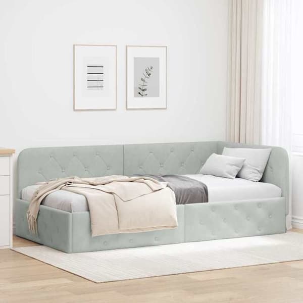 Maison Exclusive - L-formet sengestel Lys grå 100 x 200 cm Velour
