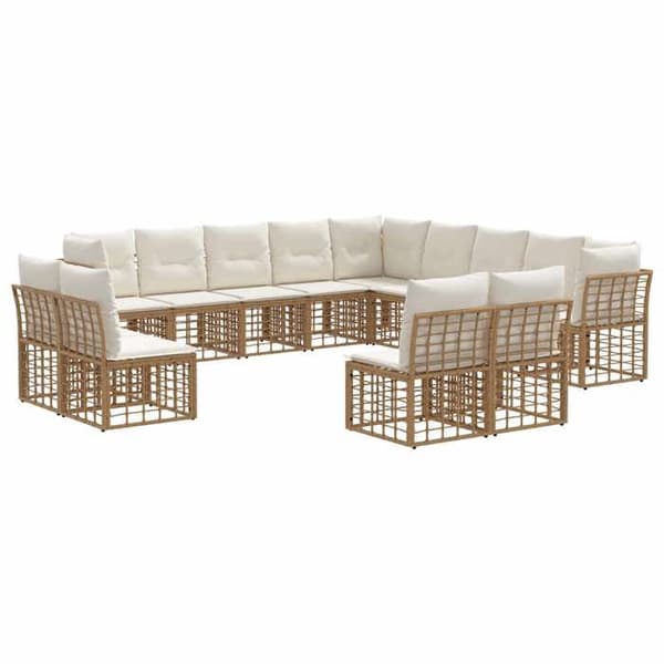 Maison Exclusive - Utomhussoffgrupp 13 platser Vit Natur och Kräm