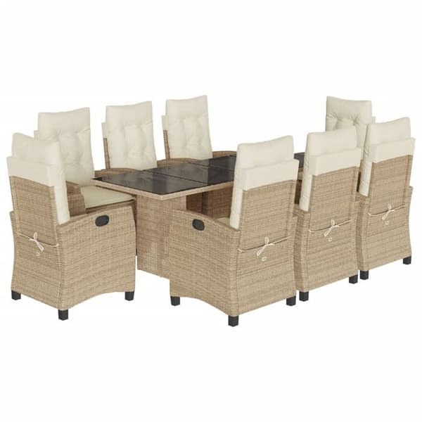 Maison Exclusive - Trädgårdsset med matbord och kuddar 9 delar beige Poly rotting