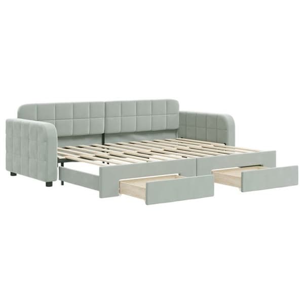 Päivävuode - EXCLUSIVE-KOTI - 80x200 cm - 2-in-1 vuodesohva (sohva+vuode) - 2 laatikkoa - Harmaa sametti