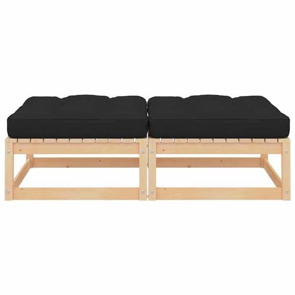 Maison Exclusive - Trädgårdsfotpall med kuddar, set om 2, Massivt trä