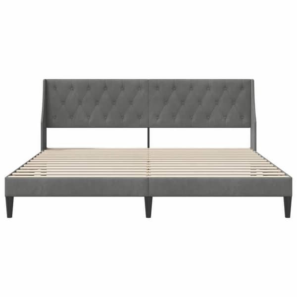 Maison Exclusive - Sängram med huvudgavel Mörkgrå 180 x 200 cm Sammet Mörkgrå