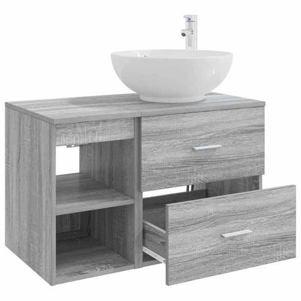 Maison Exclusive - Kylpyhuoneen kalustesarja 2 kpl Sonoma harmaa