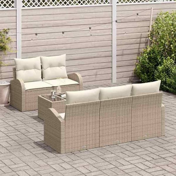 Trädgårdsmöbler - EXKLUSIVT HUS - Set 6 delar - Beige - Polyrotin - Modulär beige
