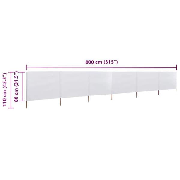 Maison Exclusive - Skärm 6 paneler Tyg 800 x 80 cm Vit