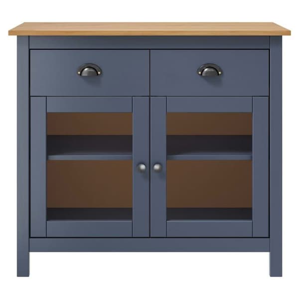 Buffet - Kukkula - Harmaa - Massiivinen mänty - 90x40x80 cm Grå