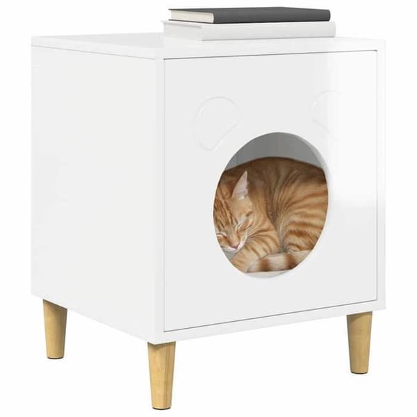 Exklusivt hus - Hus för katt Vit Glänsande 42,5 x 40 x 53 cm