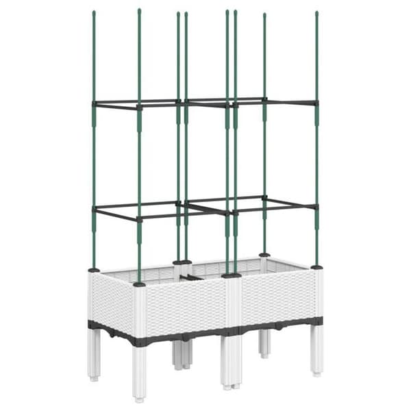 Maison Exclusive - Blomsterkasse med hvid trellis 80x40x142,5 cm PP Vit
