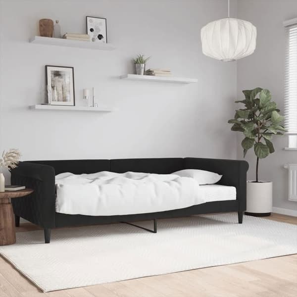 Maison Exclusive - Päivävuode mustalla patjalla 100x200 cm sametti Svart
