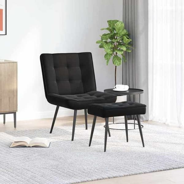 Maison Exclusive - Afslapningsstol med skammel Sort Velour